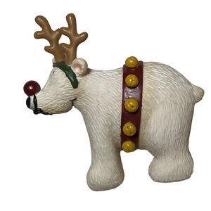 Polar Bear with Reindeer Antlers Lapel Pin